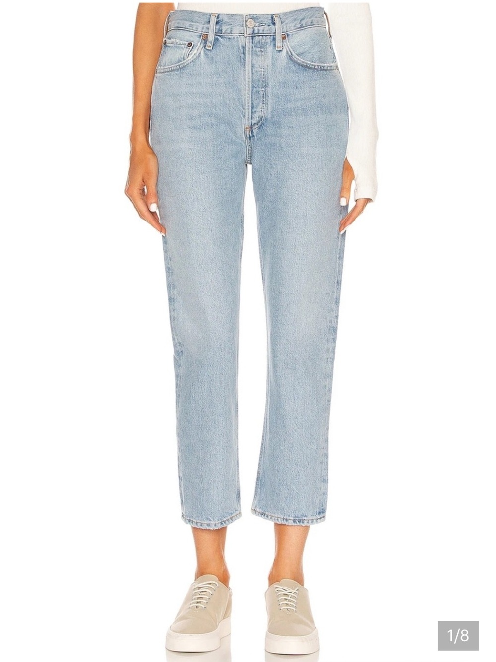 AGOLDE Riley High Rise Straight Crop Ankle Jeans Stretchy Light Wash Size 31